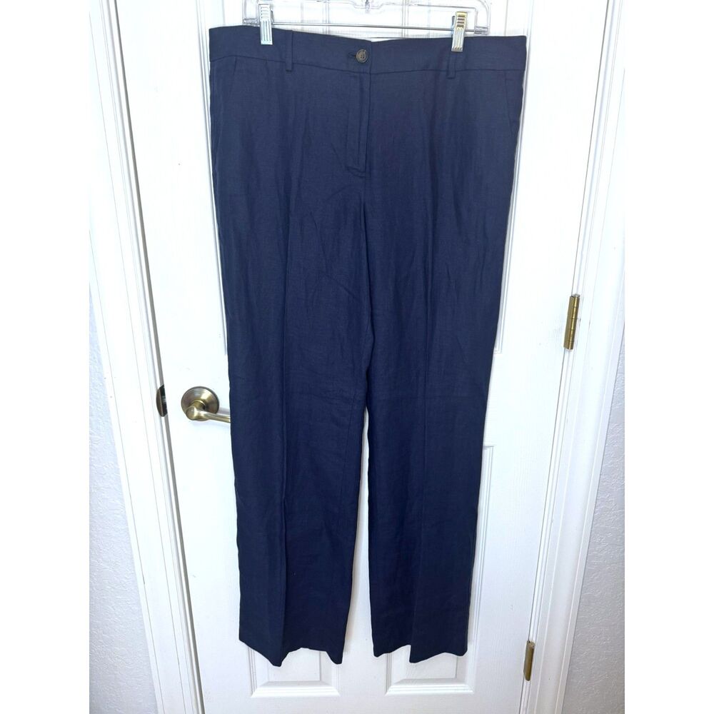 Navy Linen Windsor Trousers by Talbots - New Size 12